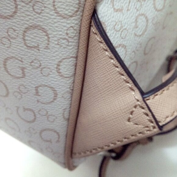 Guess Monogram Logo Mini Backpack Tan And Cream - Picture 16 of 17
